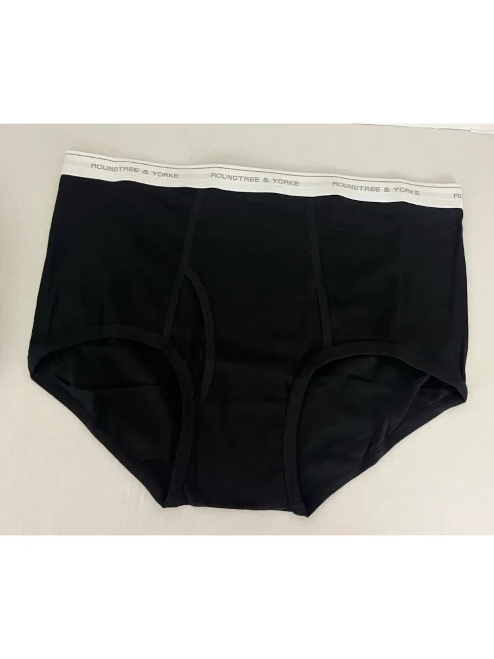 Roundtree & Yorke Men's 46 Full Cut Black Briefs 100% Cotton 6 pr NWOT